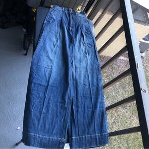 Price FIRM Anthropologie high waist baggy flare Dark blue wide leg jeans